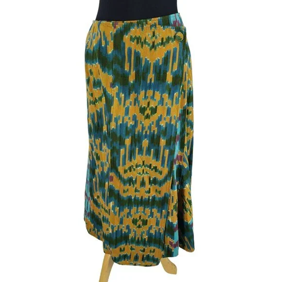 COPY - Ulla Johnson Navi Byzantine Midi Wrap Skirt Blue Yellow Green Fall Ikat … - Picture 4 of 14
